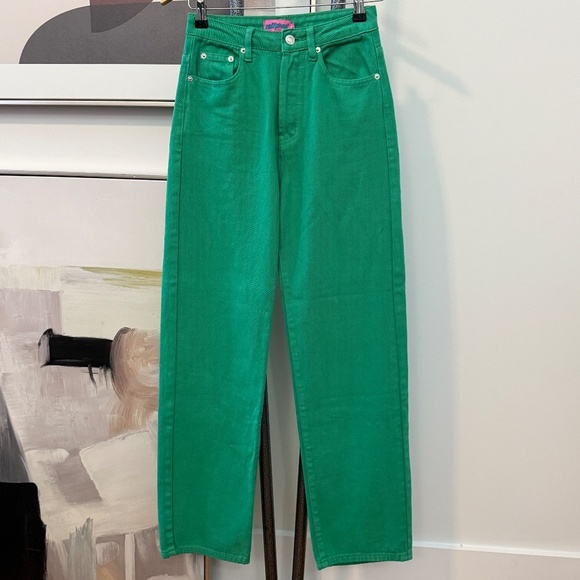 Edikted‎ High Waist Wide Leg Jeans Emerald Green XS - Picture 1 of 11